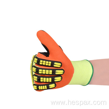 Hespax Nylon Nitrile Anti-cut Anti-impact Construction Glove